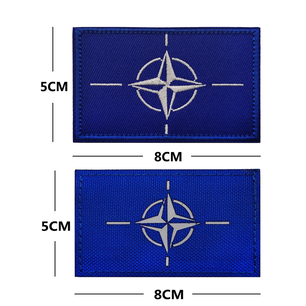 NATO Bule Color Organization North Atlantic Flag Embroidery IR Reflective IR Clothing Shoulder Patch For Suit Unifrom Patch