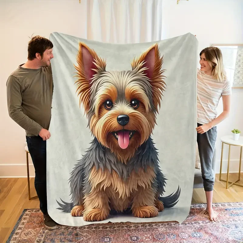 

1. Фланелевое одеяло с принтом йоркширского терьера — подходит для всех сезонов, отлично подходит для кемпинга, путешествий, кровати, Хэллоуина и Рождества.