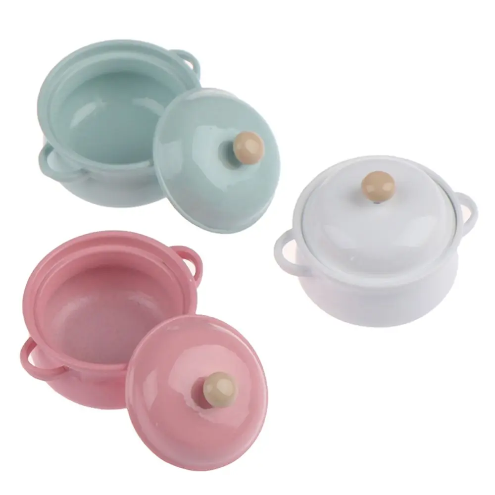 1/12 Schaal Keuken Koken Speelgoed Simulatie Model Poppenhuis Accessoires Mini Kookgerei Miniatuur Soeppan Met Pot Cover