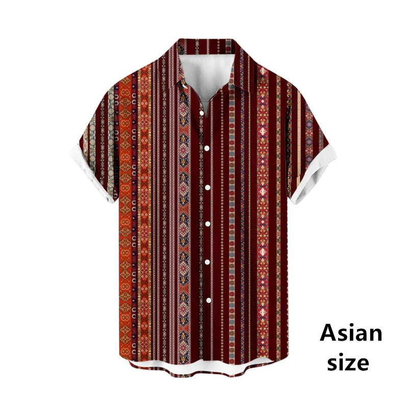 Vintage gestreepte 3D-print heren Hawaiiaanse shirts Casual mode revers knop korte mouwen shirt oversized zomer unisex blouse tops