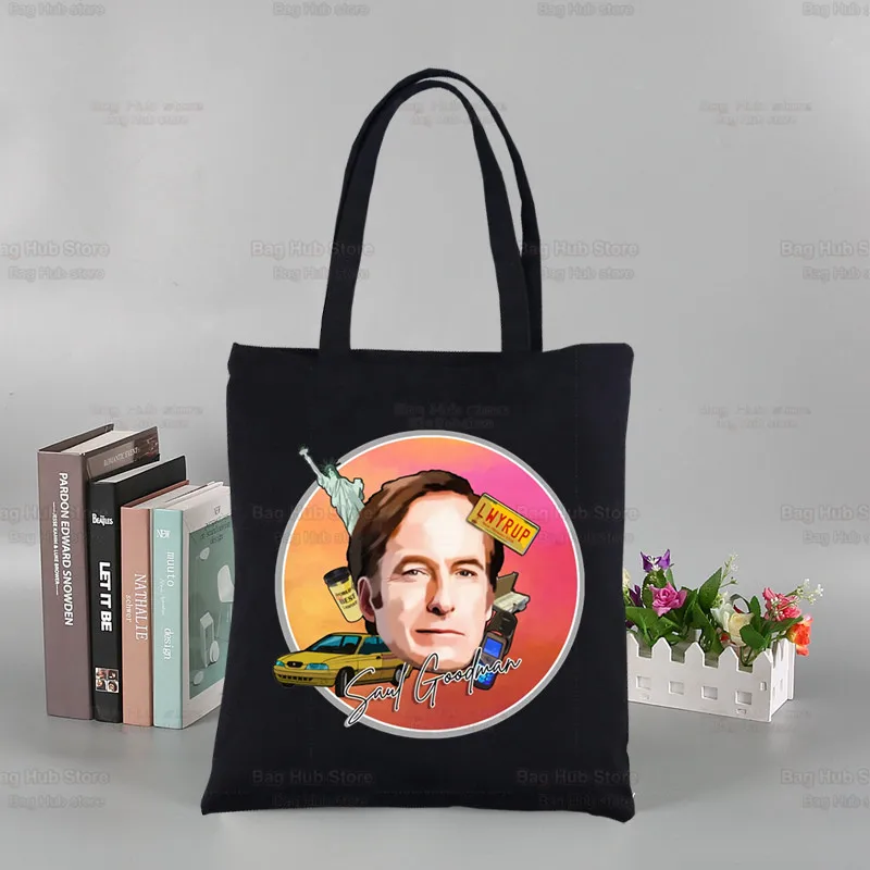 Better Call Saul Harajuku Fashion Shopping Black Bags Canvas Breaking TV Show Tote Bag Reusable Cloth Bag Handbag Shoulder Bags