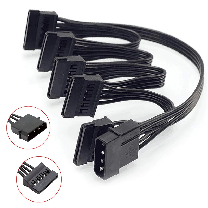 4Pin sabit Disk güç kablosu 1 erkek 3/4/5/6 kadın Splitter adaptörü SATA güç sabit Disk uzatma DIY PC için Sever