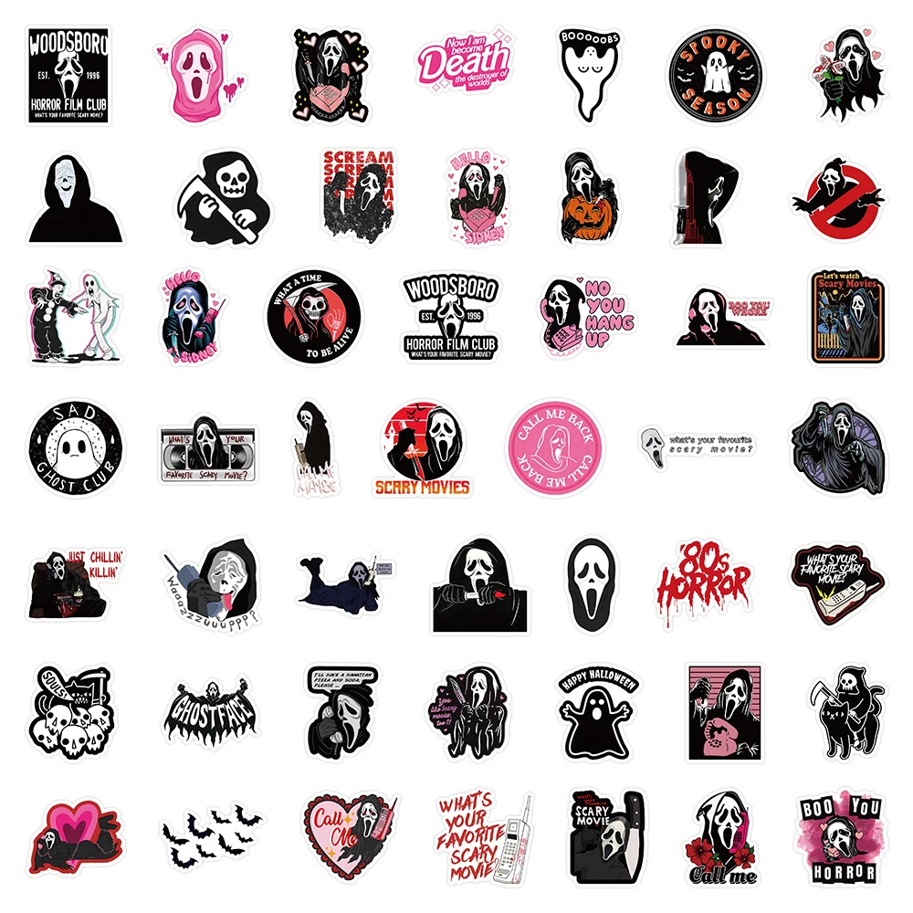 10/30/50pcs Horror Black White Death Graffiti Halloween Gothic Sticker Cartoon Car Luggage Notebook Toy Waterproof Decal Sticker