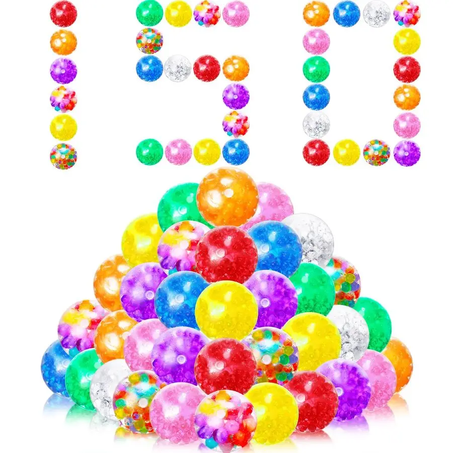 

150 Pack Mini Stress Fidget Ball Bulk for Adults Fidget Balls Set Filled with Water Beads Prize, Party Favors, Goodie Bag Stuffe