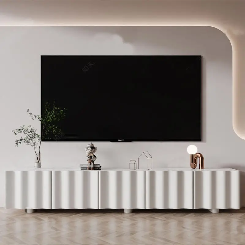 Modern Simple Italian Luxury Furniture Environmental Protection Board Top Wooden Base TV Stand Table for Living Room