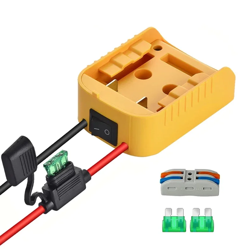 Power Wheels Adapter for Dewalt 18V/20V Li-ion Battery DIY Power Connector with ON/OFF Switch & 30Amp Fuse for DIY Rc Car Toys