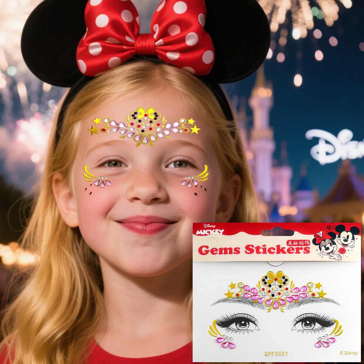 

Miniso Disney authorized children's forehead face painted face stickers dancing amusement park Minnie's eyebrows stickers