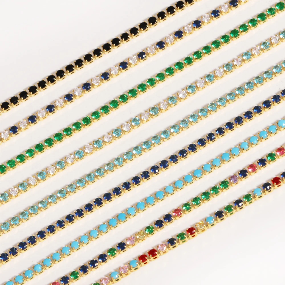 2mm colar de corrente de zircônia cúbica delicado fino tênis gargantilha colares jóias para mulheres donna collane quente