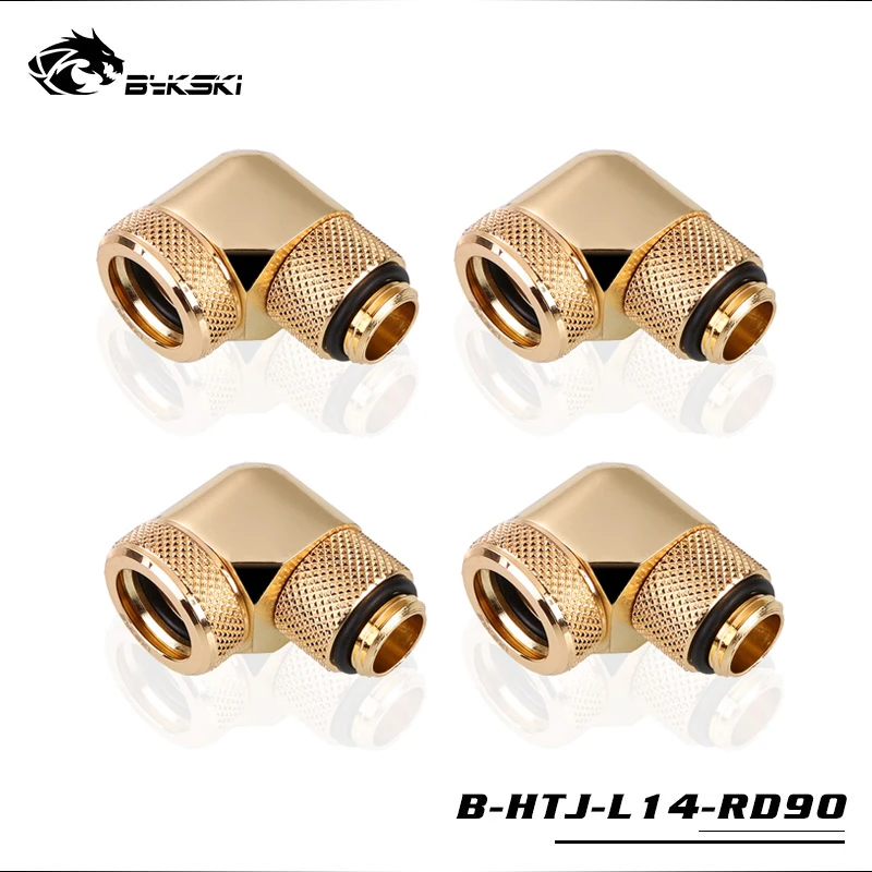 4pcs/lots BYKSKI  90 Degree OD14mm Hard Tube Rotary Fitting Hand Compression Fitting G1/4\' Pipe for OD14mm Acrylic PETG Tube