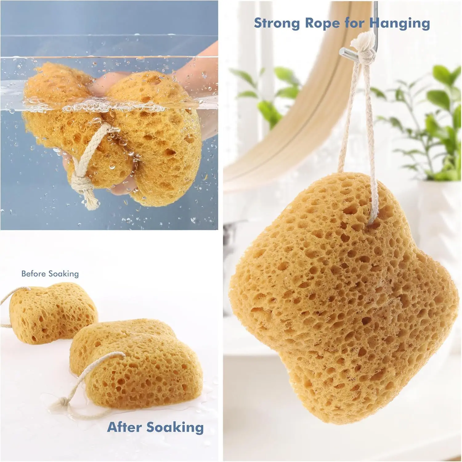 

2Pcs Natural Honeycomb Sea Sponge Gentle Exfoliating Body Scrubber Shower Bath Skin Cleanser Bath Scrubber Bathing Sponge