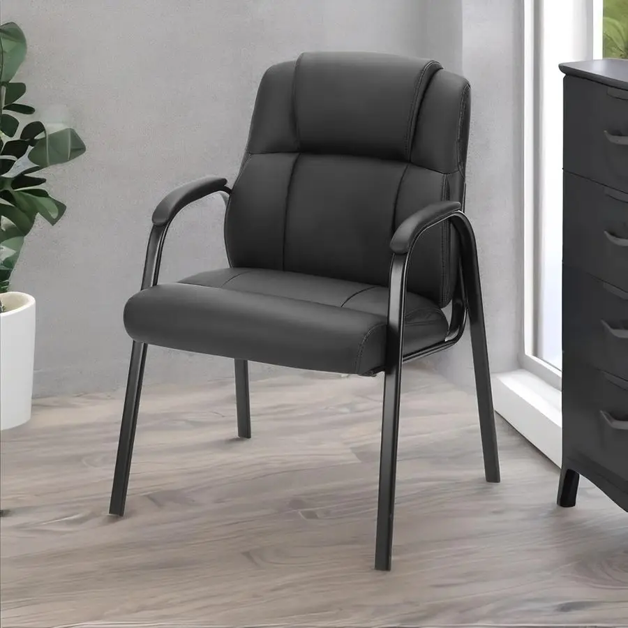

Waiting Room Chairs, PU Leather Big and Tall No Wheels Executive Office Chair with Padded Arms for Reception Conference Room Lo