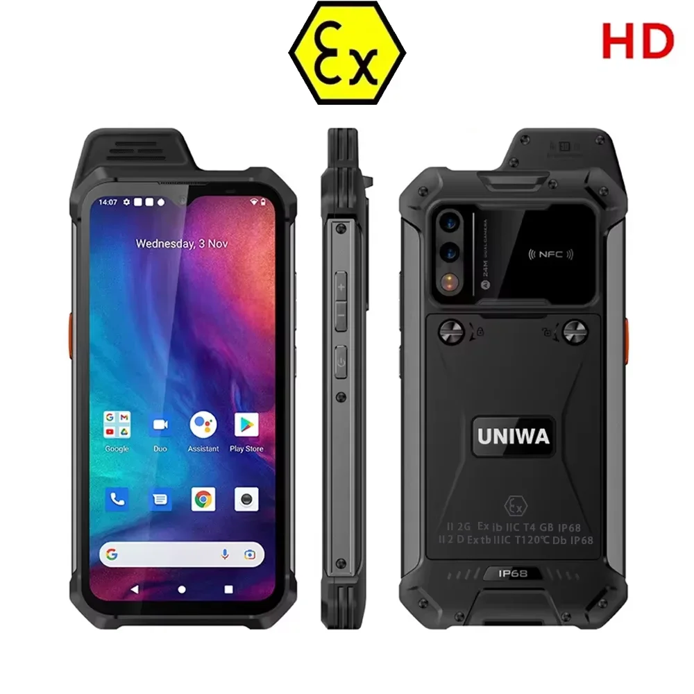 UNIWA W888 ATEX Explosion Unzerstörbares wasserdichtes Mobiltelefon 4 GB + 64 GB 5000 mAh Walkie Talkie PTT Smartphone Andriod 11 NFC 6