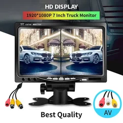 BEST New 360° Truck Monitor, HD 1080P 7 Inch IPS Screen, 2 Way Front/Rear View Screen Display Car Parking Monitor PAL/NTSC