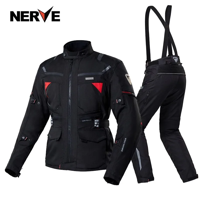 NERVE Motocross Riding Clothes Autumn Winter Warm Waterproof Motorcycle Jacket Pants Men CE Anti-fall Off Road Jacket Rally Suit