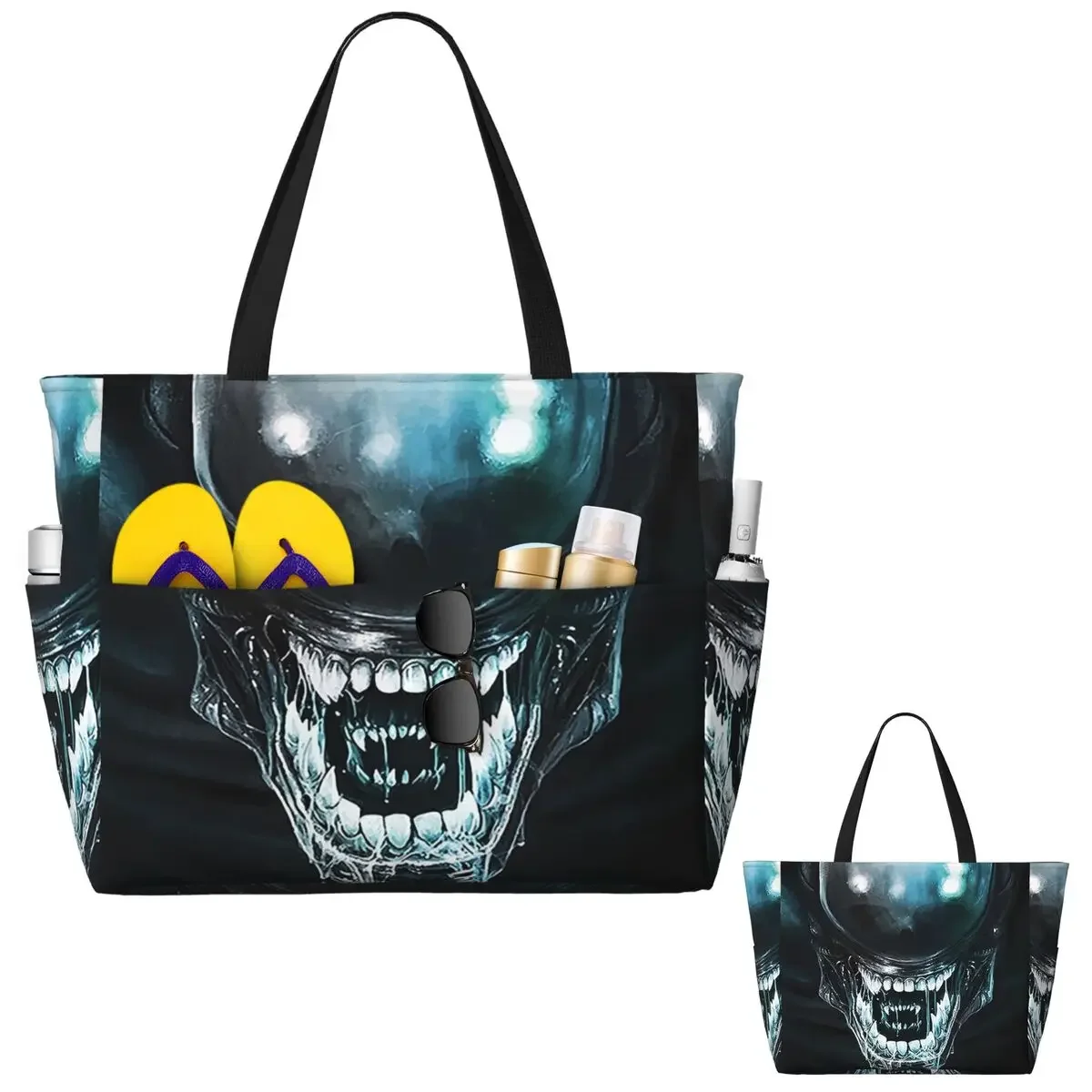 Xenomorph Alien Beach Tote Bag Sport Gym Yoga Duffle Large Tote Bag Women Travel Bag Fitness bag
