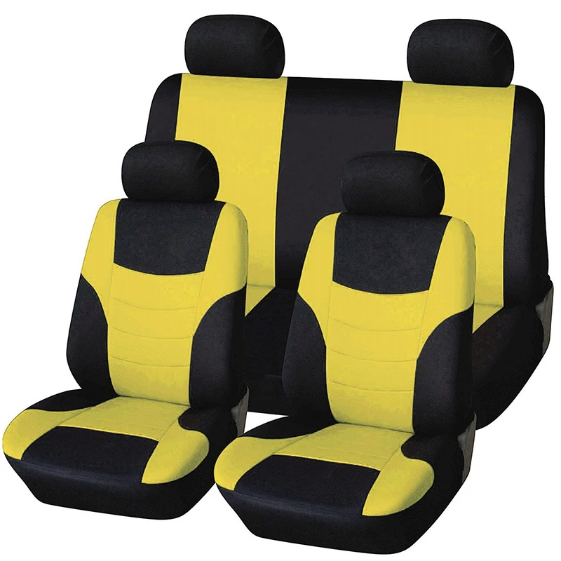 8Pcs Car Seat Covers Set Universal Heavy Duty Cotton Covers Waterproof Protectors Van for All Vehicles (Black