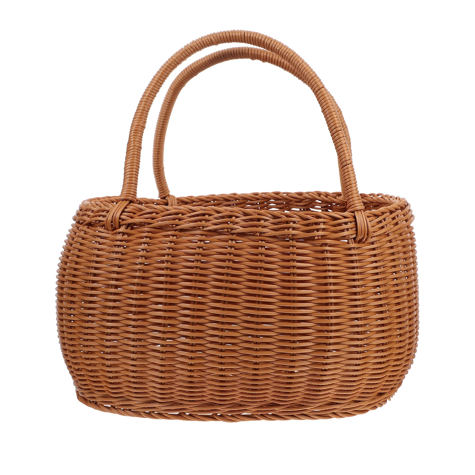 

Picnic Baskets Basket Imitation Rattan Practical Food Basket Outdoor Tote Lightweight PP Material Versatile Storage Solution