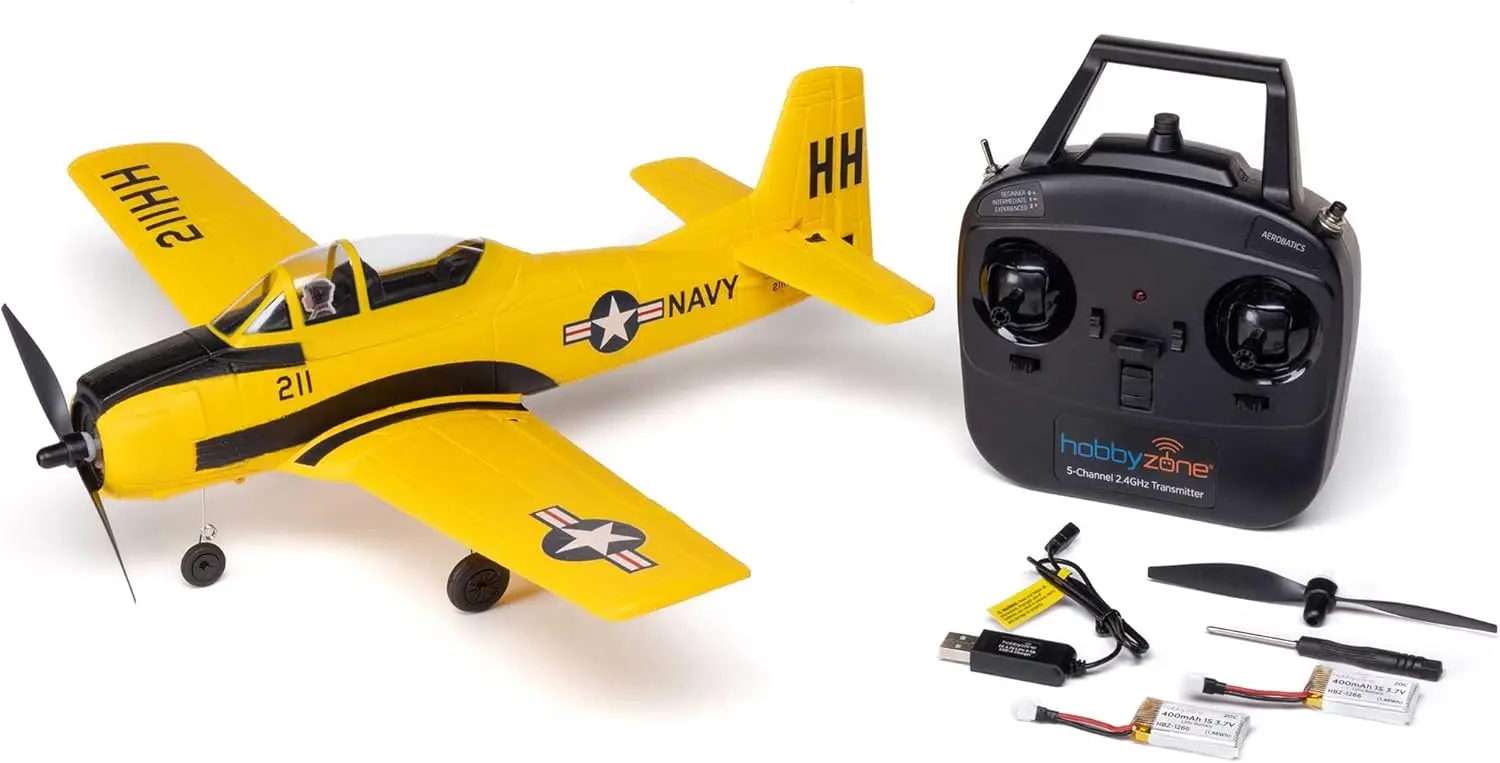 RC Airplane T-28 Trojan 450mm RTF (Everything Needed to Fly is Included) with Safe, HBZ-1228