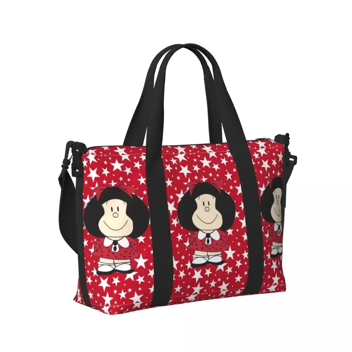 Borsa tote per la spesa personalizzata Kawaii Mafalda Cartoon Borse da viaggio da spiaggia per palestra anime di grande capacità da donna