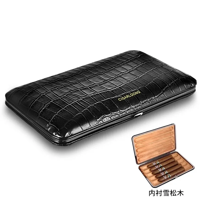 

Cigar Box Lightweight Crocodile Leather Pattern Portable Cigar Moisturizing Box Leather Cover (Excluding Cigar Cigars)