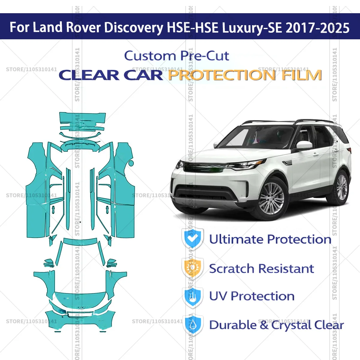 

For Land Rover Discovery HSE-HSE Luxury-SE 2017-2025 Pre-Cut Paint Protection Film PPF Transparent Car Film Automotive PPF