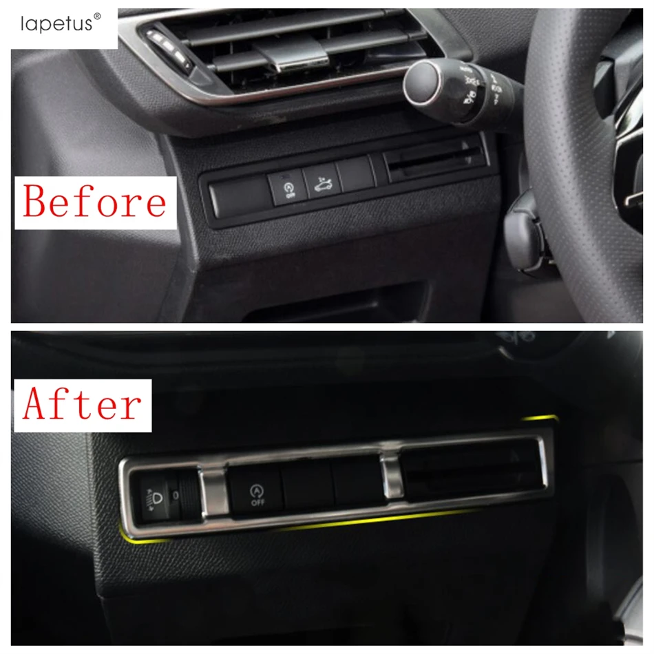 Car Head Light Lamp Switch Button Panel Switch Frame Sequin Cover Trim For Peugeot 3008 5008 GT 2017 - 2023 Interior Accessories