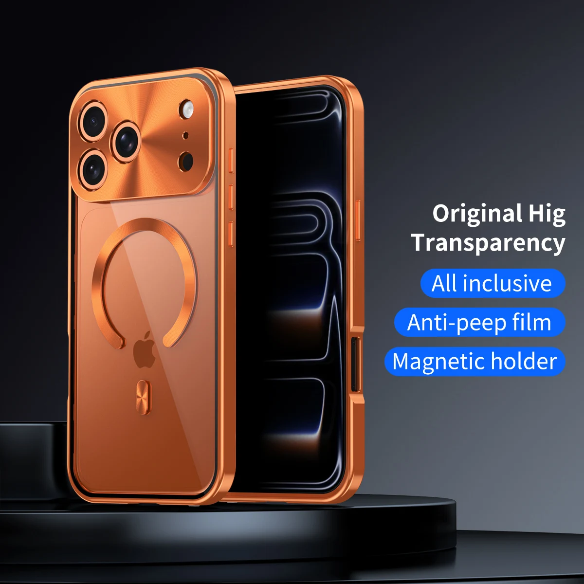 Für 17 Pro Max 17 Pro Handyhülle, Anti-Peeping-Riemenschnalle, magnetischer Metallrahmen, All-Inclusive-Anti-Fall-Schutzbox