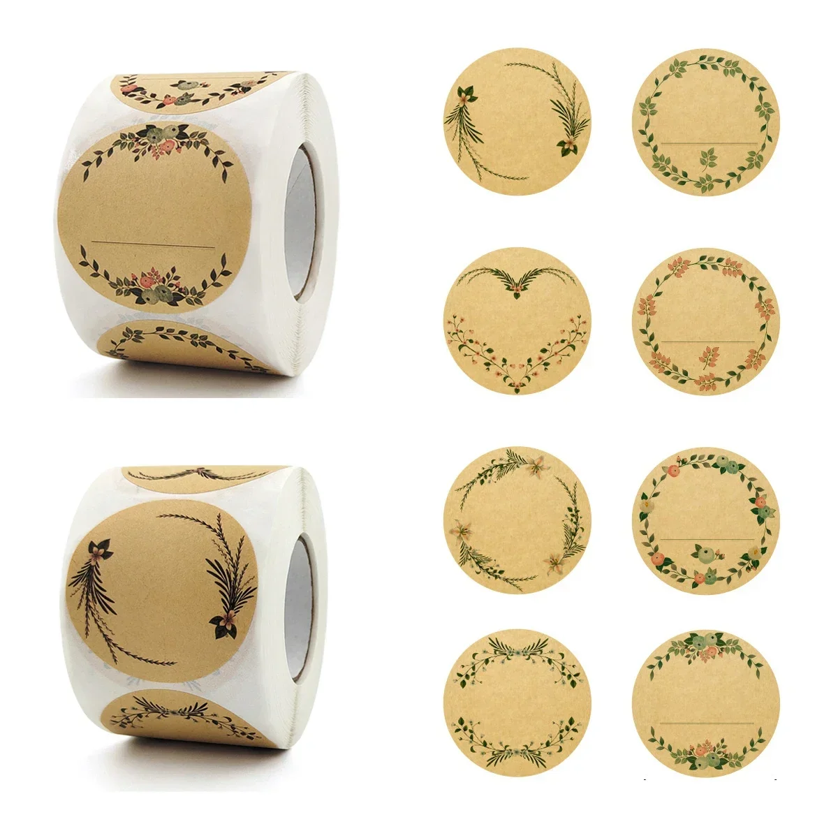 Autocollant auto-adhésif en papier kraft, pour pot, épices, cuisson, cuisine, sacs cadeaux, bouteille, écriture, fait à la main, 5cm, 500 pièces