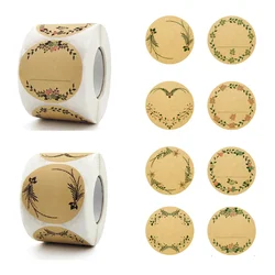500Pcs 5cm Self Adhesive Sticker Labels, Kraft Paper Stickers for Jar Spice Baking Kitchen Gift Bags Bottle Writing Handmade