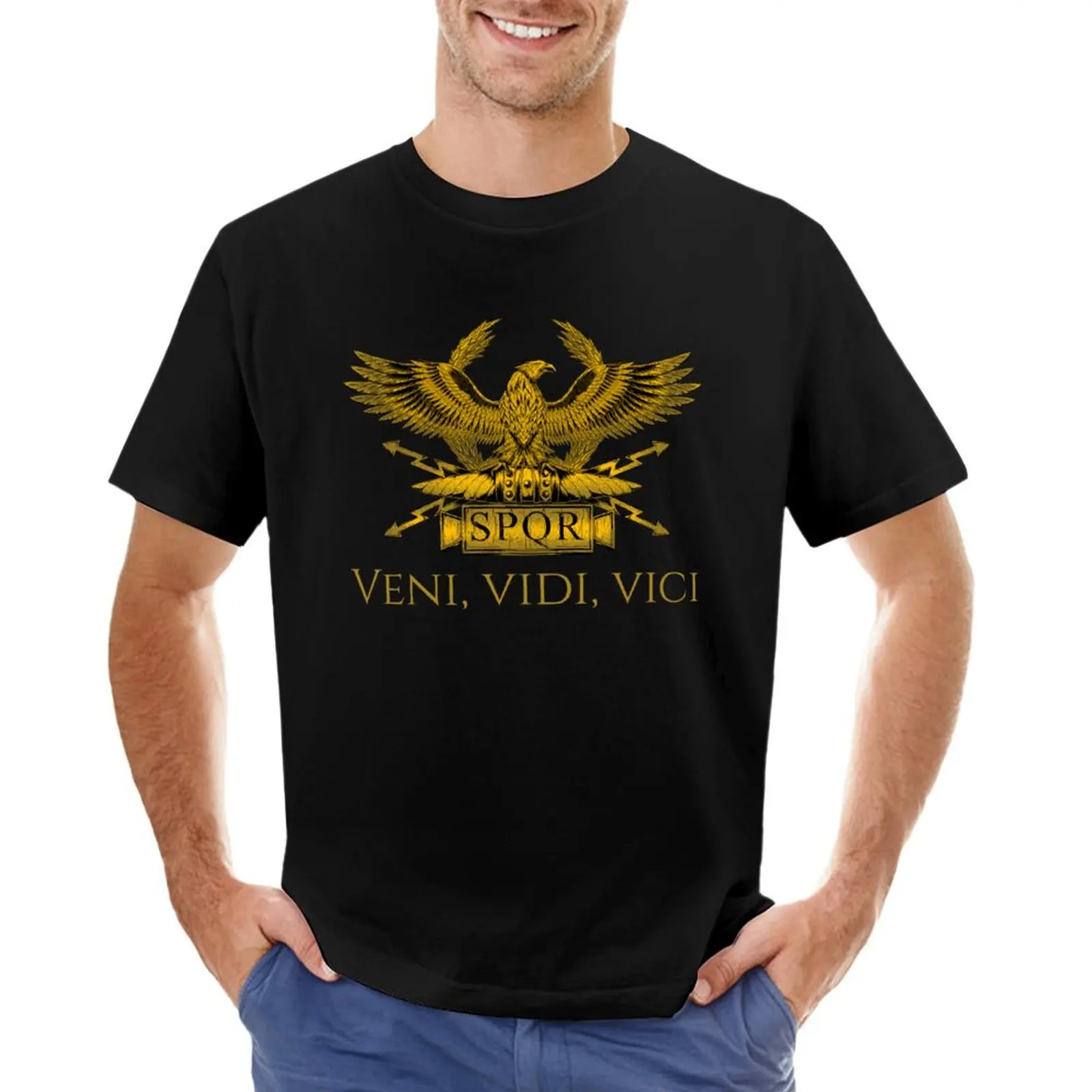 Roman Legionary Aquila - Gaius Julius Caesar Quote Veni Vidi Vici T-Shirt hippie clothes Short sleeve tee mens plain t shirts