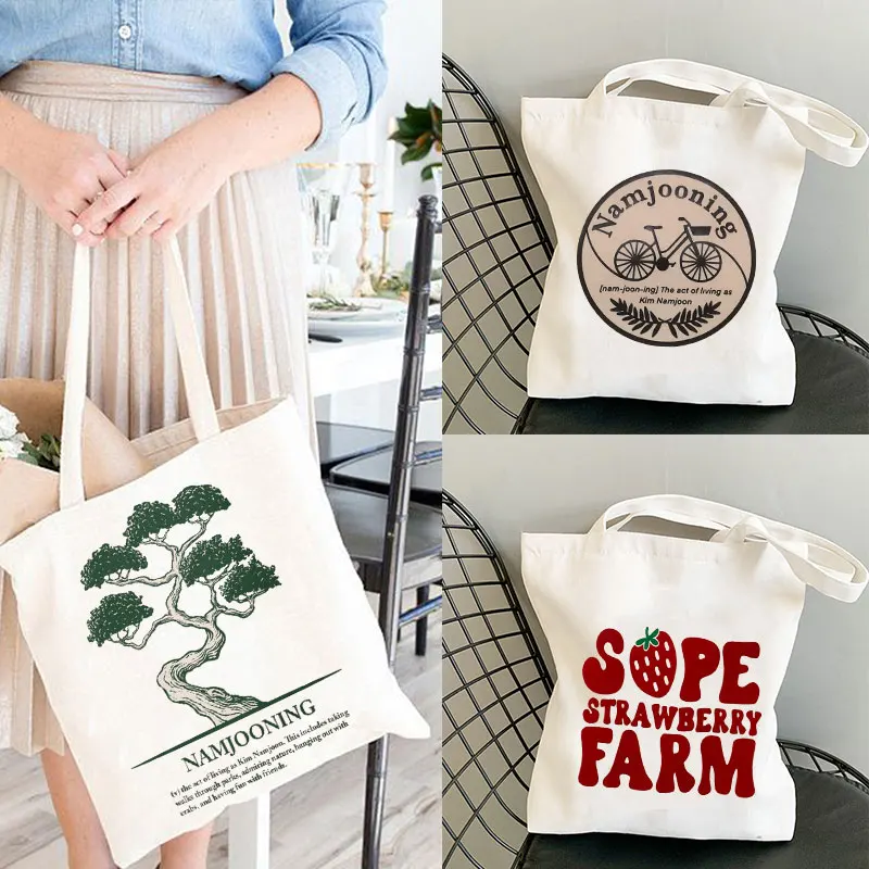 Kpop borsa per la spesa estetica Totes grande Shopper Namjooning Tote Bag in tela Tote Bag Shopping Bag Eco Friendly Bag Art Bag