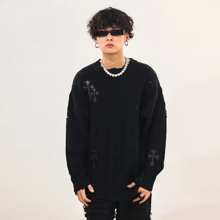 فضفاضة تناسب طويلة Sve تريكو للرجال الخريف الشتاء خمر Sle عادية مريحة تنفس ألياف البوليستر هوديي العرق... #4