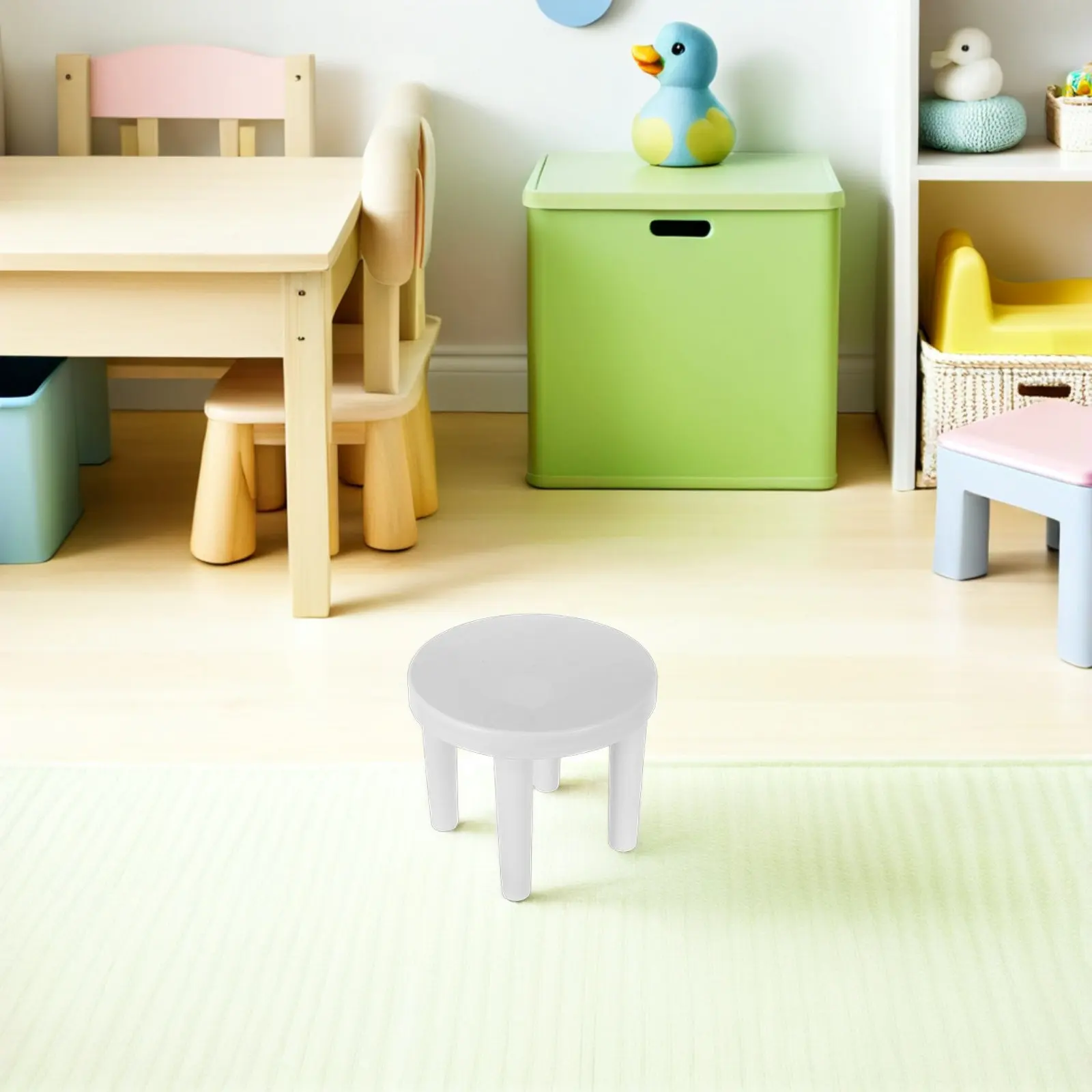 1Pcs Plastic Low Stool Small White Round Anti-Slip Bathroom Kids Step Stool Portable Strong Kids Chair Plastic Low Chair view 4
