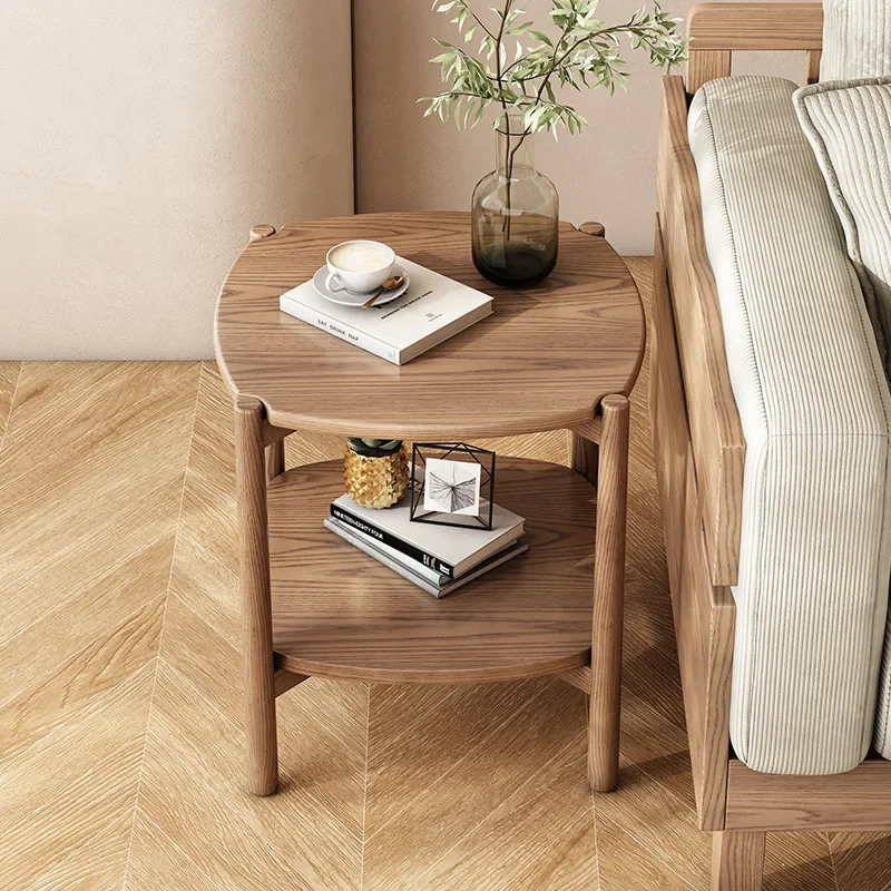 All solid wood small coffee table, a few corners on the sofa, a small apartment for household use, Nordic ash wood removable