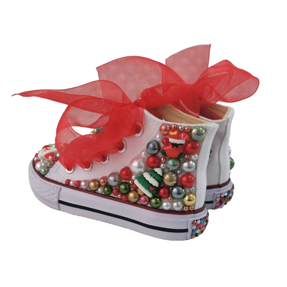 Christmas Gift Shoes Christmas Tree Santa Claus Decoration Diamond DIY Canvas Shoes