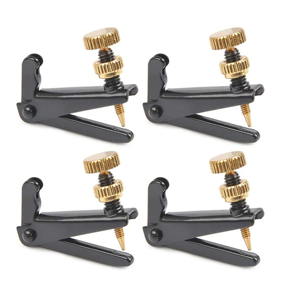 4Pcs Metal Violin Fine Tuner String Adjuster Tuning Black For 4/4 3/4 Violins Spinner Tuning Screw Musical Instrument Parts