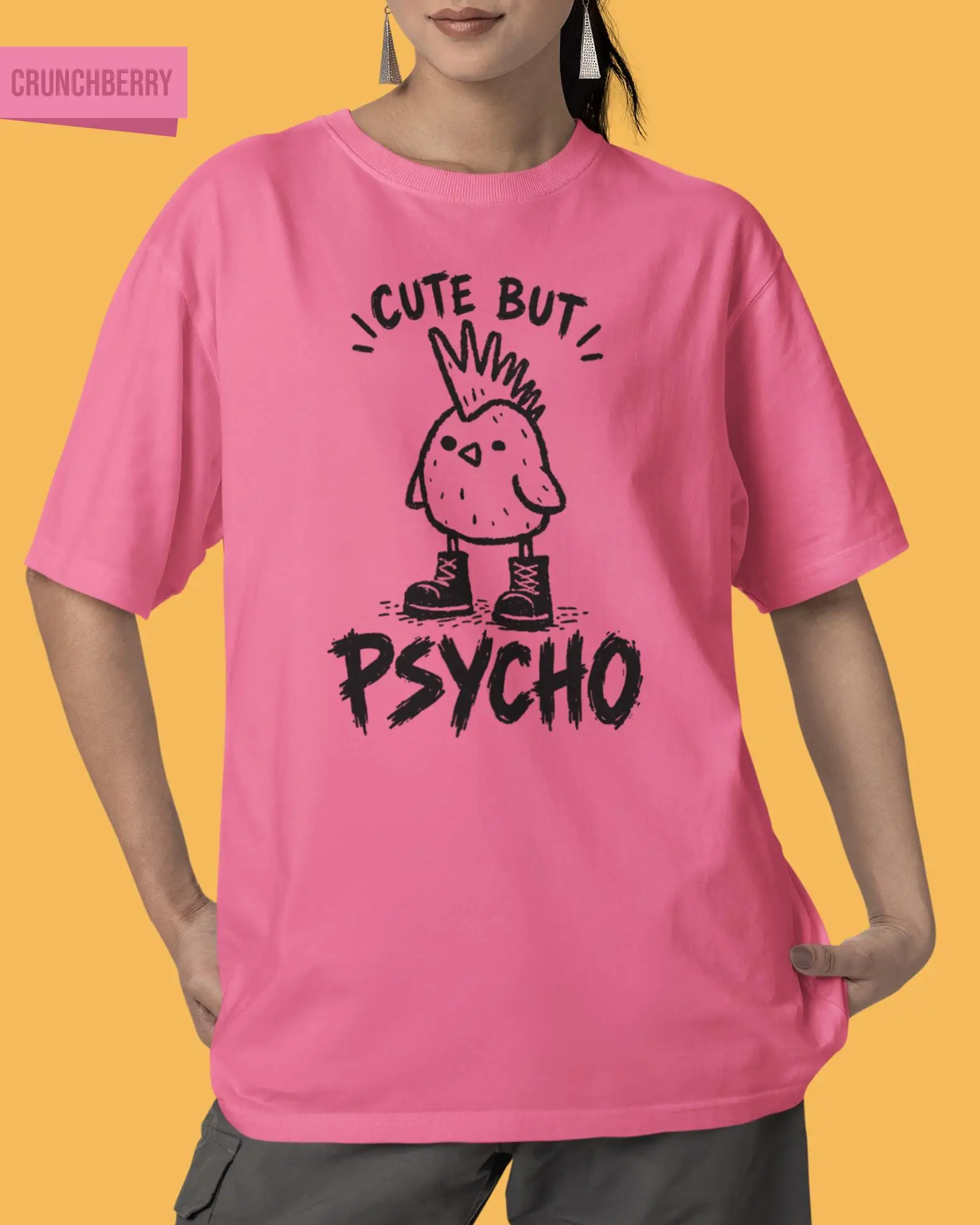 Psycho Chicken T-Shirt, Punk Mohawk, Sarcastic Humor Tee