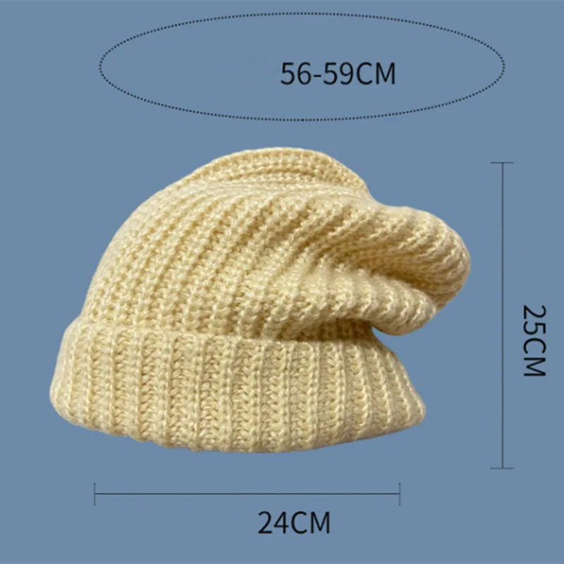 Winter Hats Woman Solid Loose Caps For Men Soft Woolen Beanie Knitted Streetwear Women\'s Hat Stretch Well Warm Couple Beaines