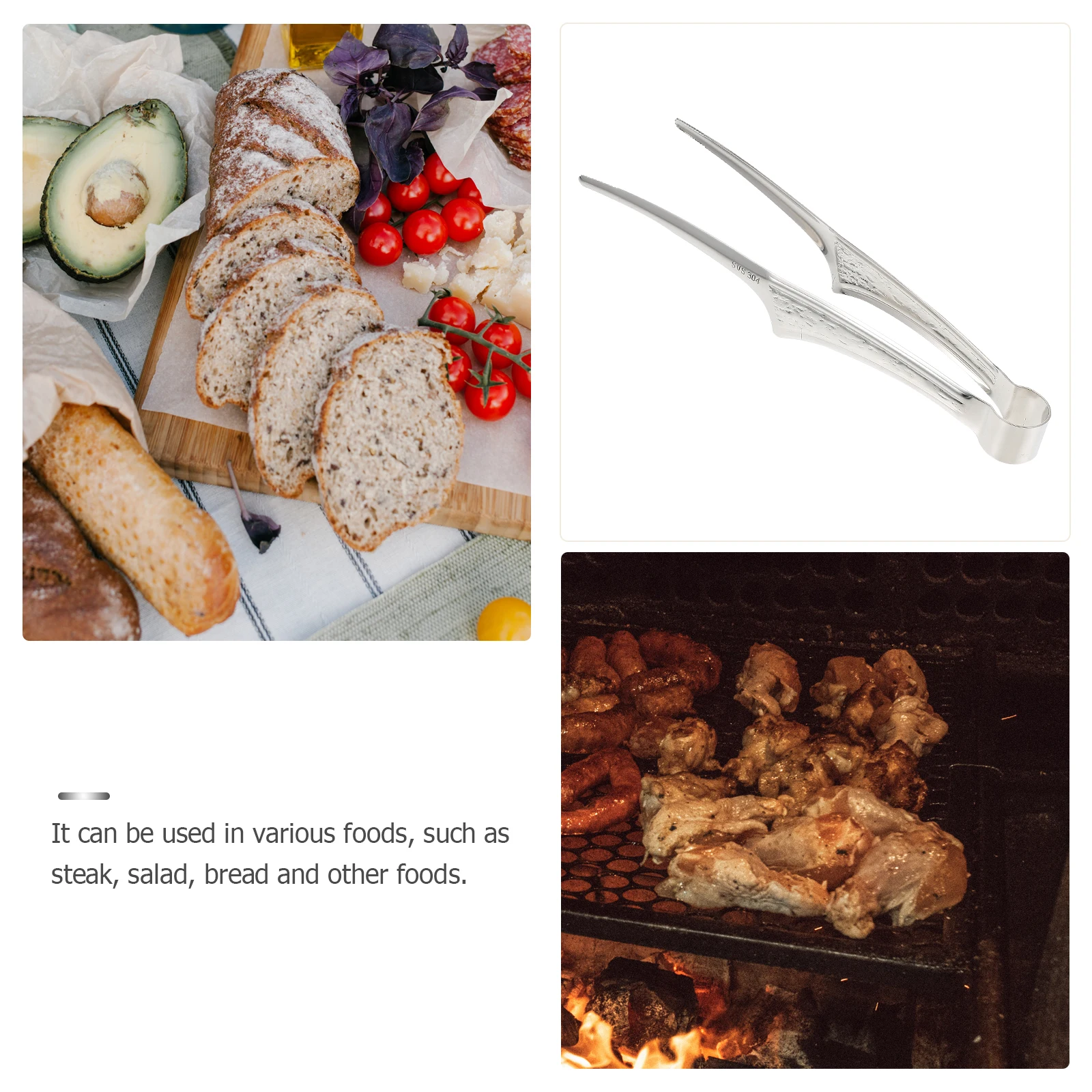 

Stainless Steel Food Tongs Kitchen BBQ Clamp Heat Resistant Lightweight Suitable for Gatherings Banquets Weddings Hotels