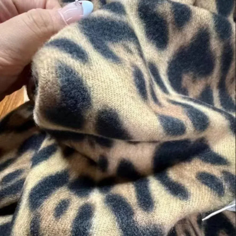 Szal Leopard Wzór Zimowy Ciepły Paszmina Luksusowe Kaszmirowe Chusty Modne Damskie Długie Koce Szaliki Frędzle