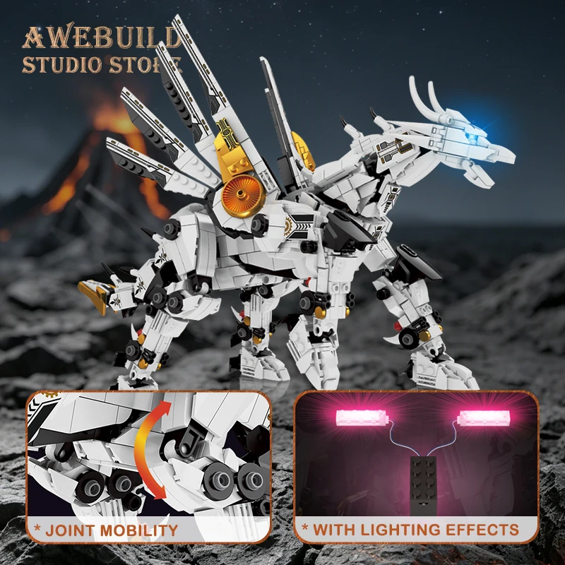 Mechanical Dragon Mecha Pegasus 3D Model Bricks Kit Mech Animal Building Set Cyberpunk Cobra MOC Blocks STEM Toys Adult DIY Gift view 4