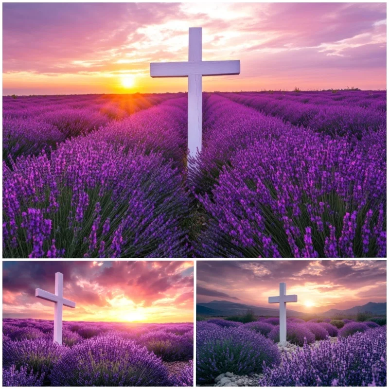 Spring Easter Backdrop Photography Verbena Resurrection of Jesus Holy Cross Party Decor Background Photozone Photo Studio Props