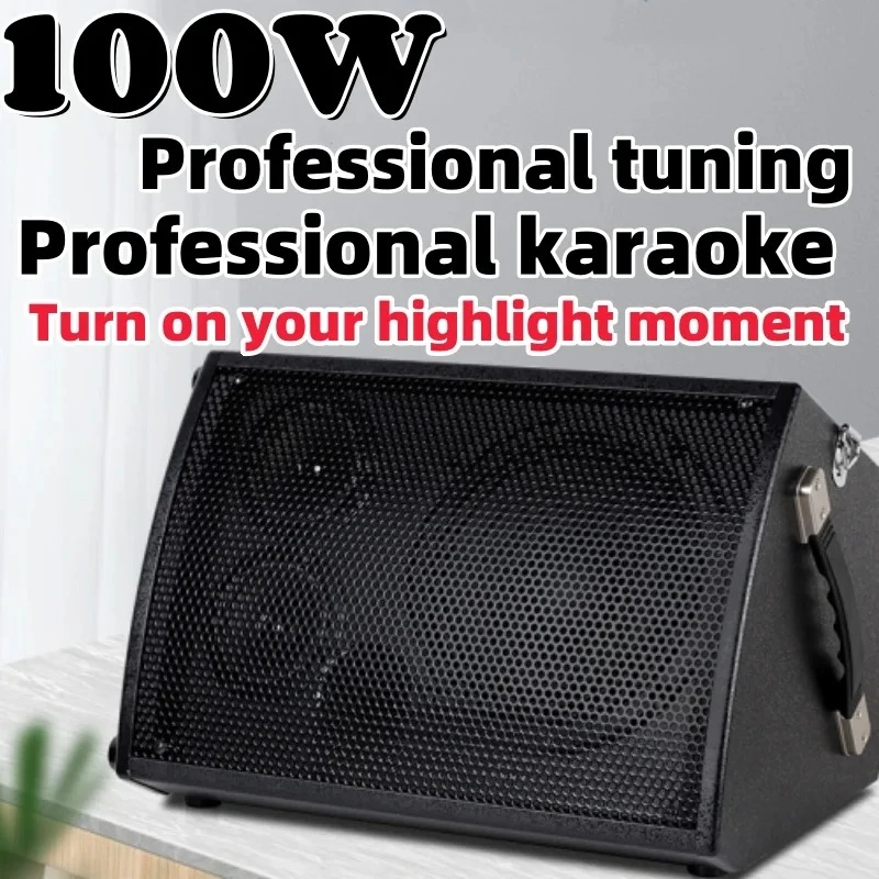 100W High Power Wooden Bluetooth Subwoofer,Professional Tuning Portable Speaker for Guitar & Saxophone Outdoor Live Playing