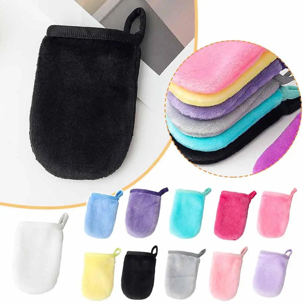 Professional Microfiber Face Cleansing Gloves Reusable Cloth Makeup Tool Mitts Remover Pads Unisex Glove C5q0