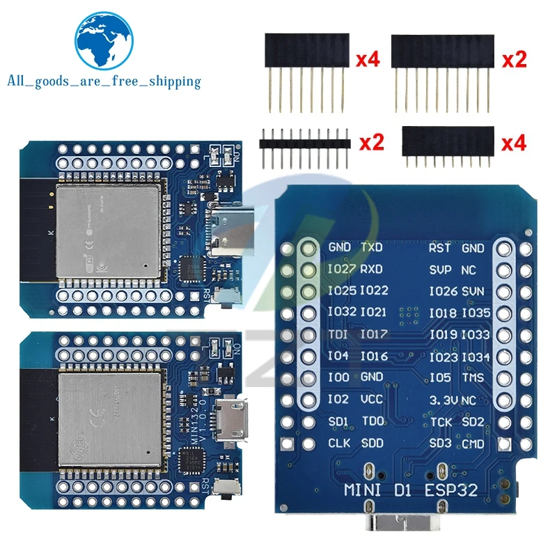 TZT For Wemos D1 MINI ESP8266 ESP32 ESP-32S WIFI Bluetooth CP2104 Development Board Module For Arduino With Pins