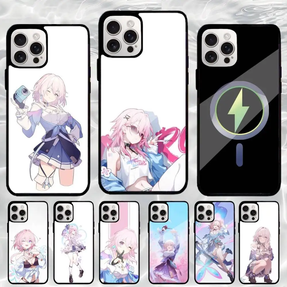 

H-Honkai Star Rail March 7th Phone Case For iPhone17,16,15,14,13,12,11 Plus,For Magnetic Wireless Charge Cover
