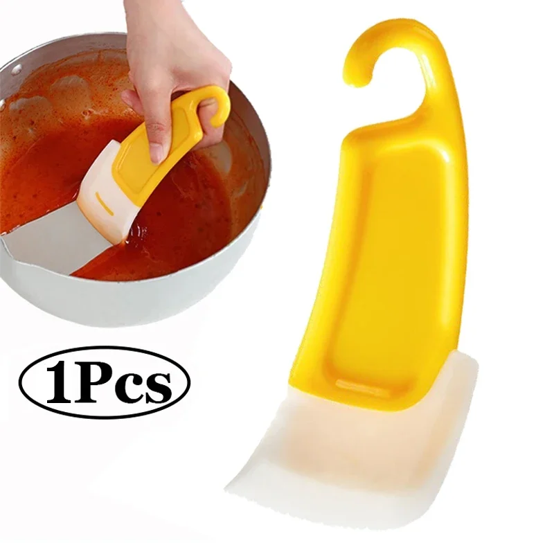 1PC Silicone Cleaning Scraper Multifunctional Kitchen Spatula Cake Pastry Baking Scraper Household Food Residue Cleaning Tool