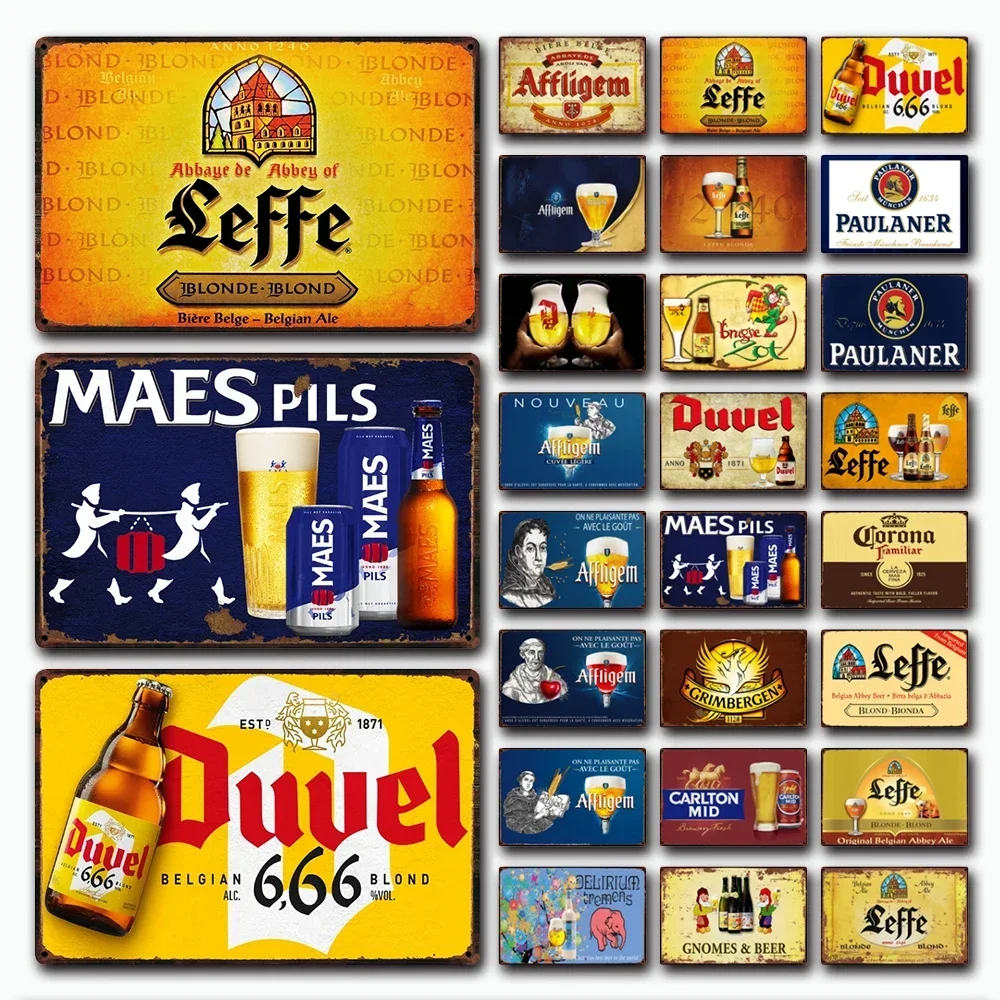 [ Kelly66 ] Belgian Beer Leffe Duvel Blond Affligem Tin Art Metal Sign Home Pub Bar Man Cave Decor Painting 20*30 CM Size Dy196