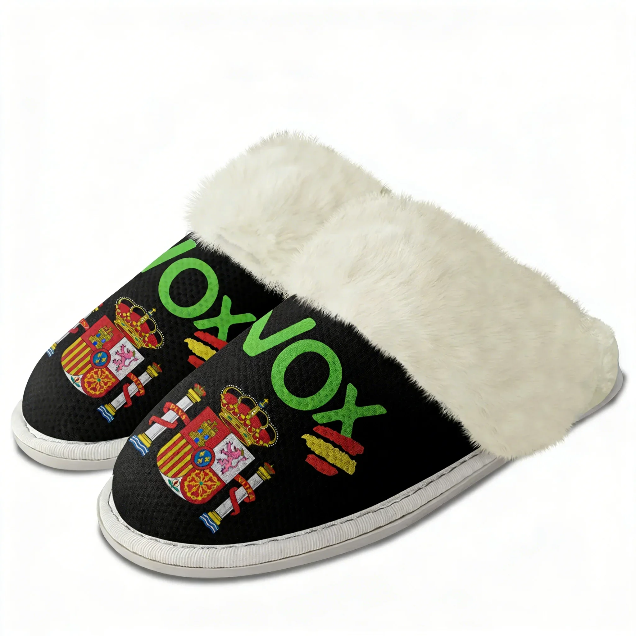 Pantuflas de felpa Vox con emblema nacional español, zapatos cálidos para hombre y mujer, transpirables, de algodón, térmicas, ligeras, para el hogar