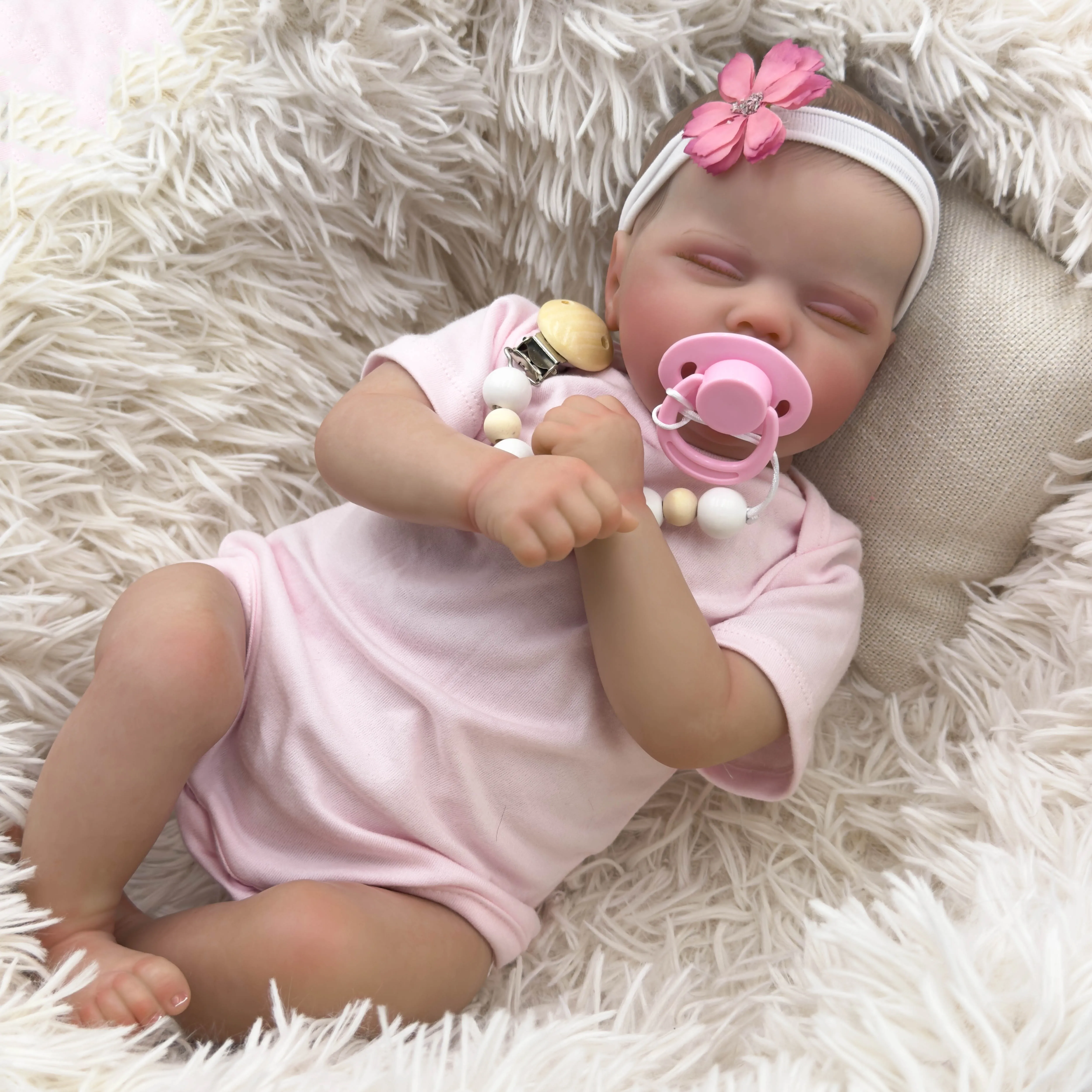 1pc 19 inch /49 cm reborn doll, soft glue entity baby, hand-painted details visible veins, collection art doll